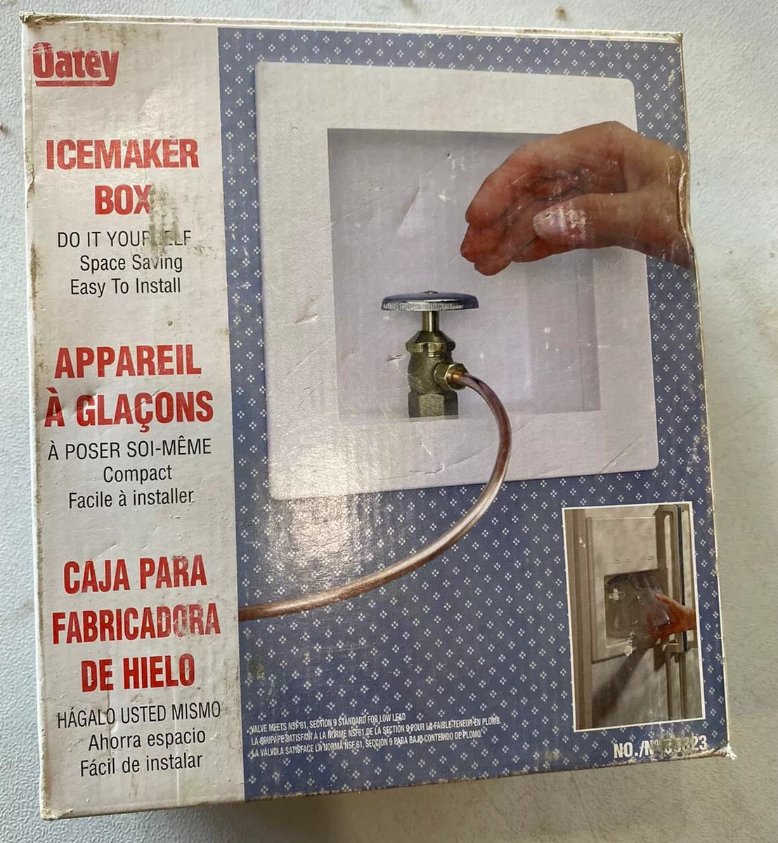 OATEY ICE MAKER BOX 38823 ~NEW ! Water Line Behind Fridge. Kit Mounting  Bracket