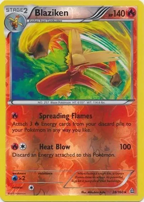 Blaziken 28/160 Reverse Holo Primal Clash Pokemon Card NM