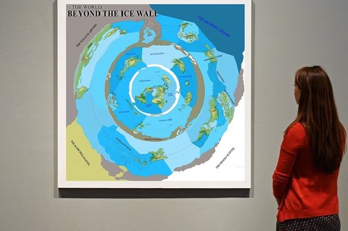 Die Welt jenseits der Eiswand XXL Flache Erde Leinwand Poster Terra Infinita HD Karte - Bild 10 von 29