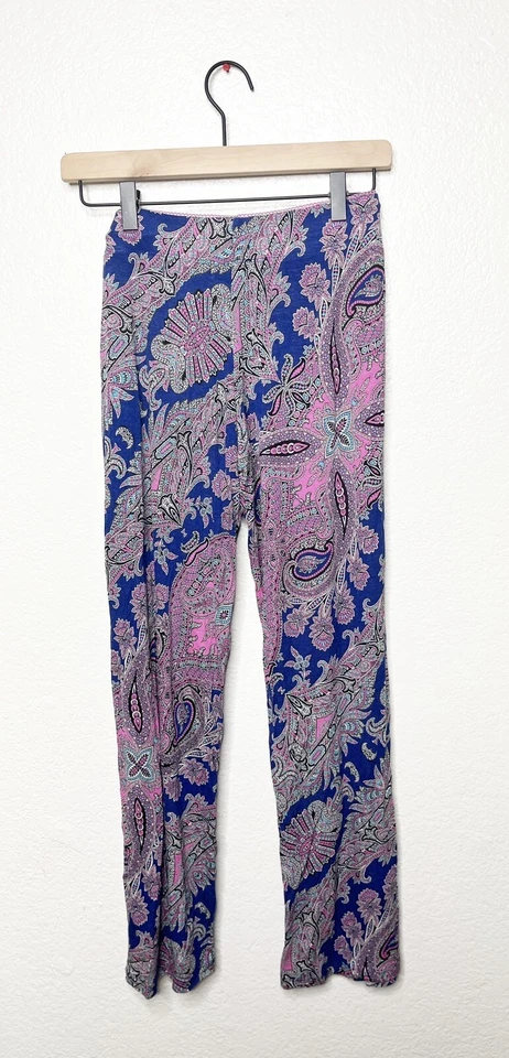 Pantalones de salón Cynthia Rowley para mujer azul y rosa cachemir talla XS Foto 4 de 4