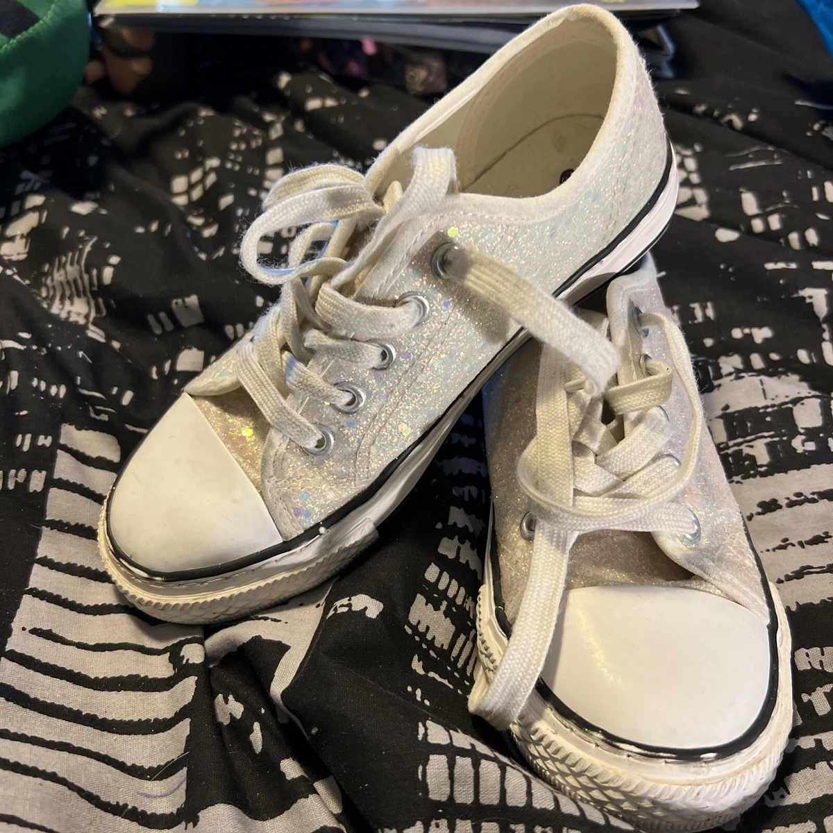 Girls UK 1 Eu 33 Canvas Shoes Pink Sparkle Lace Up Matalan