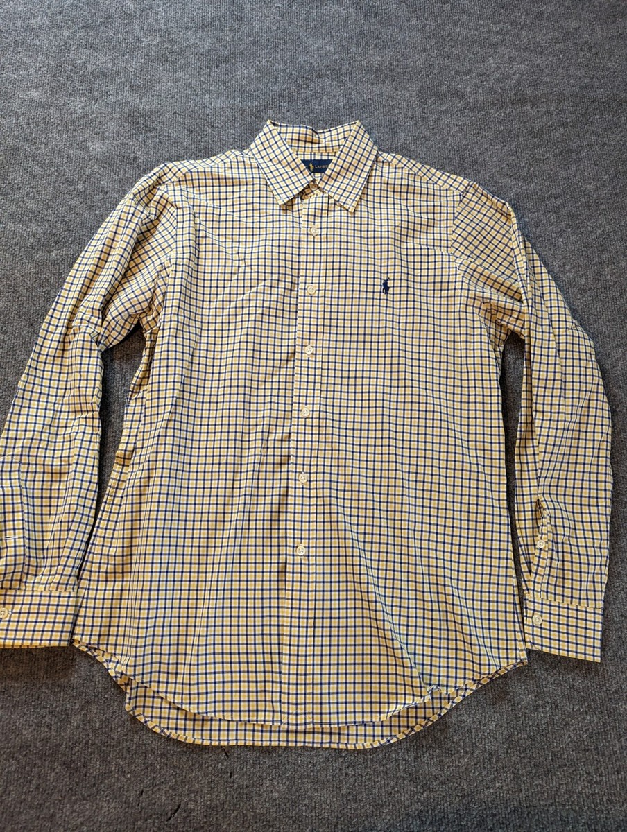 Ralph Lauren Polo Yellow Blue Checked Long Sleeve Button
