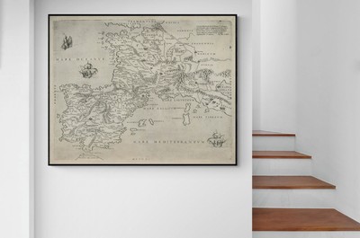 1554 Lafreri Map of France & Iberian Peninsula European Cartography Decor Print