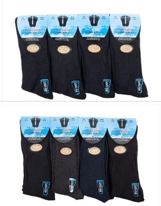 ROYAL DREAM Men's Big Foot 100% Cotton Non Elastic Diabetic Seam Free Toe Socks Size 11-14