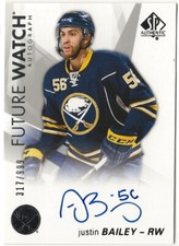 2016-17 SP Authentic Future Watch Auto Rookie #140 Justin Bailey 317/999 Buffalo