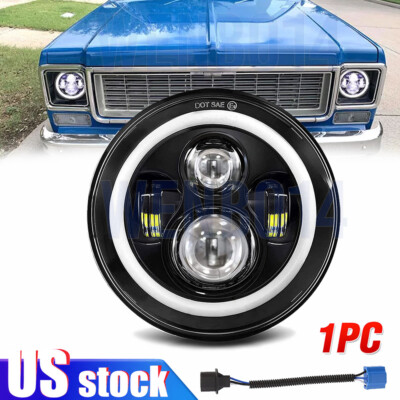 Fit Ford Falcon Sedan Delivery 1961-1965 1pc 7inch Round Led Headlight Angel Eye