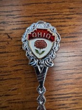 Vintage Souvenir Spoon US Collectible Ohio Red Carnation