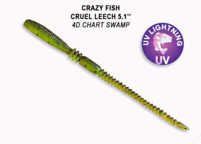  Crazy Fish Cruel Leech New Style 13 cm, 10 Stk, Softbait Gummiköder Drop-Shot 