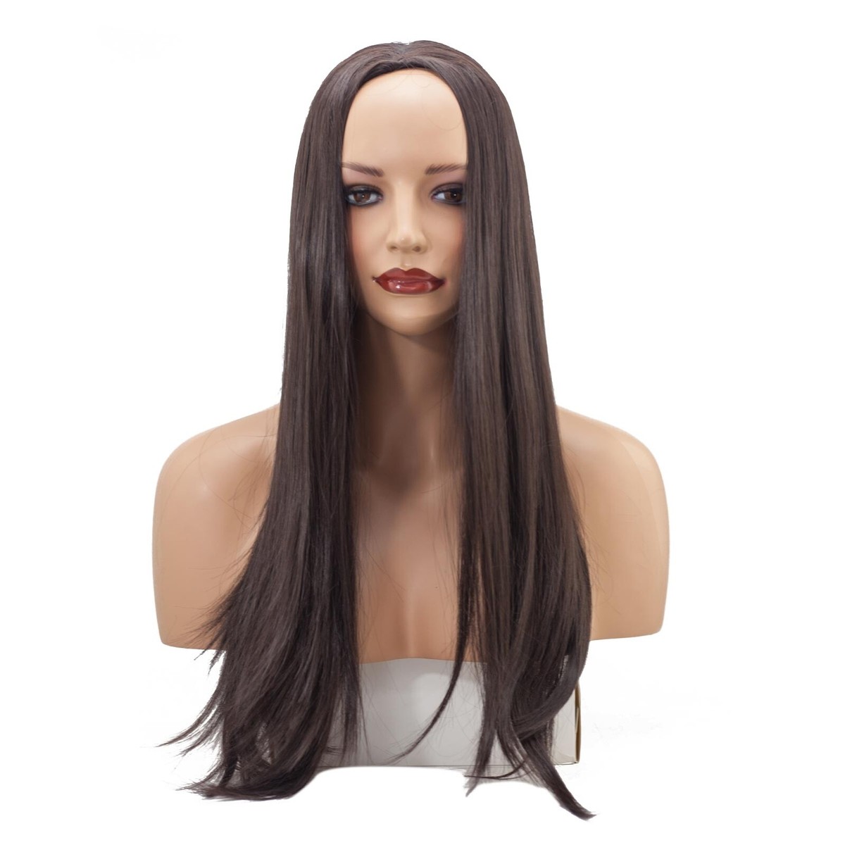 Ladies 3/4 Half Wig Dark Brown #4 Straight 22