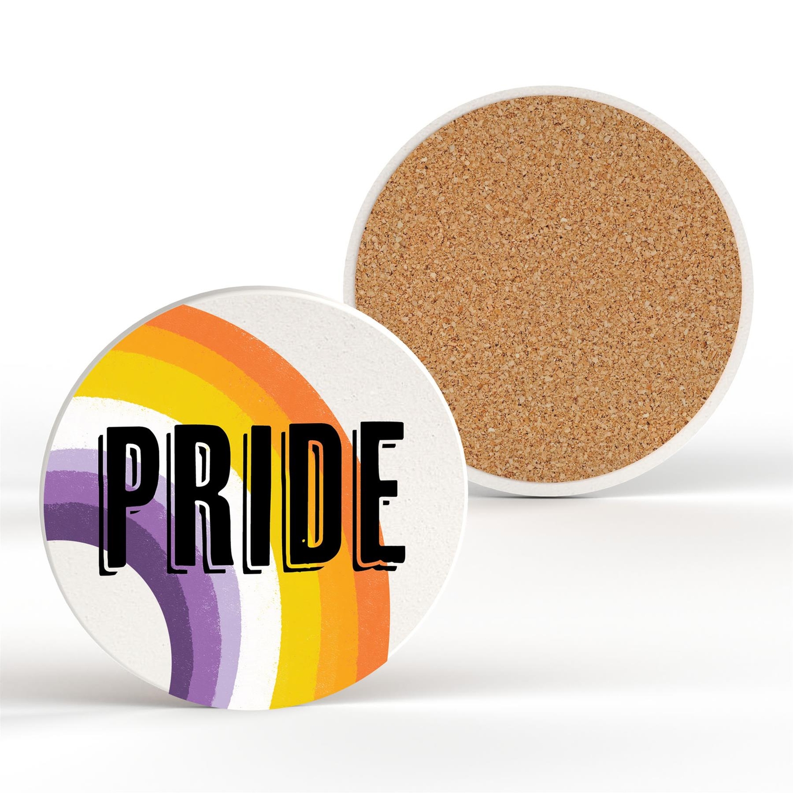 Rainbow Pride Flag Lesbian Colours Small Ceramic Round Coaster LGBTQ+ Gift