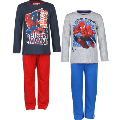 Marvel Spiderman Pyjama Set Schlafanzug Nachtwäsche Jungen Blau Rot Grau 98 #140