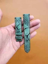 20/18mm Green 100% Genuine Ostrich Legs Leather Skin Watch Strap Band- Customize