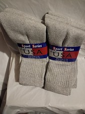 Sport Series Men's Solid Gray Socks Size 10-13 Crew Style