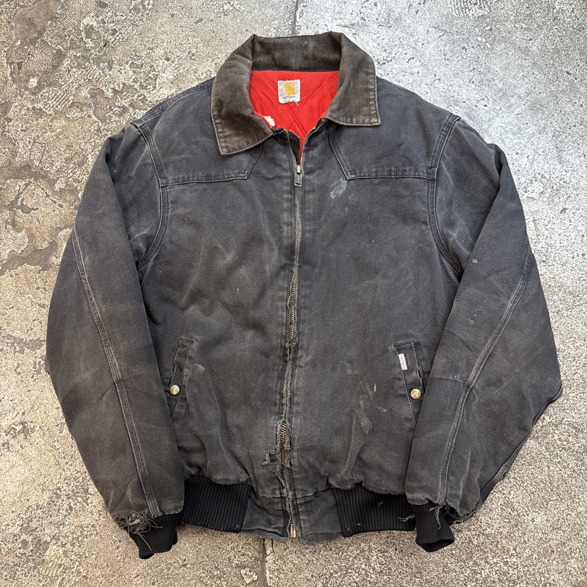 VINTAGE Carhartt J13 Santa Fe Black Lined Detroit Chore Jacket 