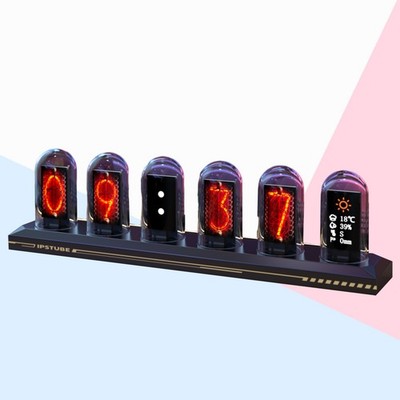 RGB Nixie Tube Clock LED Glows IPS Color Screen Gaming Desk Decor DIY background