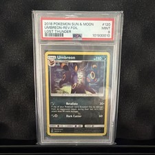 2018 POKEMON SUN & MOON UMBREON-REV.FOIL LOST THUNDER PSA 9