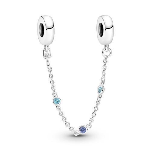 PANDORA Schmuck Sicherheitskette Silber Dreifacher Blauer Stein 791688C01-05