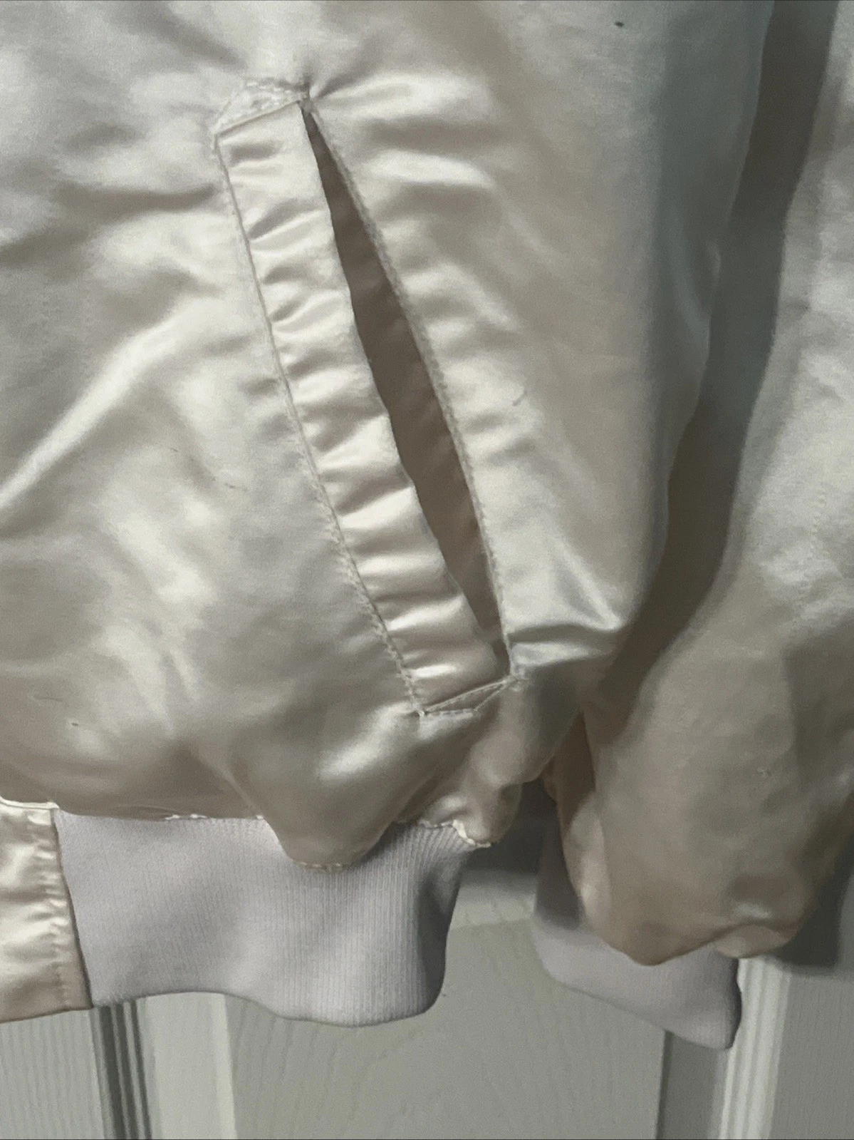 Vintage Far East Tour Japan Jacket White Satin Snap Embroidered Eagles Souvenir image 8