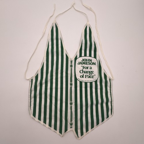 Vintage John Jameson Apron Mens One Size Green Striped Whiskey Bar Advertising
