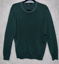 Michael Strahan Men’s L Wearhouse Modern Fit Crew Neck Sweater Green Wool Blend