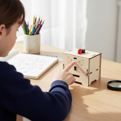 Objekt-Diebstahlschutzgerät Holz Alarmgerät-Bausatz STEM für Kinder 7-14