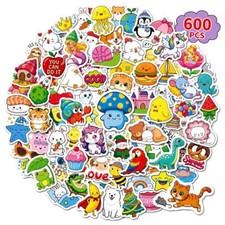 600 PCS Cute Stickers for Kids, Waterproof Vinyl Reusable 600pcs Kids Stickers