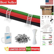 Cable Management Clips with Zip Ties 50Pcs Reusable Nylon Wire Organizer White