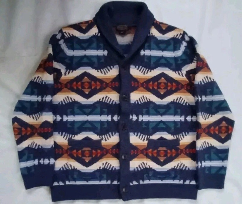 PENDLETON AZTEC PATTERN BUTTON DOWN SWEATER SIZE L - image 1