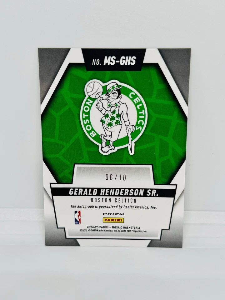 2024-25 Mosaic GERALD HENDERSON SR. Scripts Gold Prizm Auto /10 Celtics #MS-GHS - Image 2 of 2