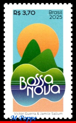 #ad 25 02 BRAZIL 2025 BOSSA NOVA MUSIC RIO DE JANEIRO MOUNTAIN SUN E SEA MNH $1.70