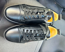 Christian Louboutin Strass Black Leather Lace-Up Red Sole Sneakers Men 8 M