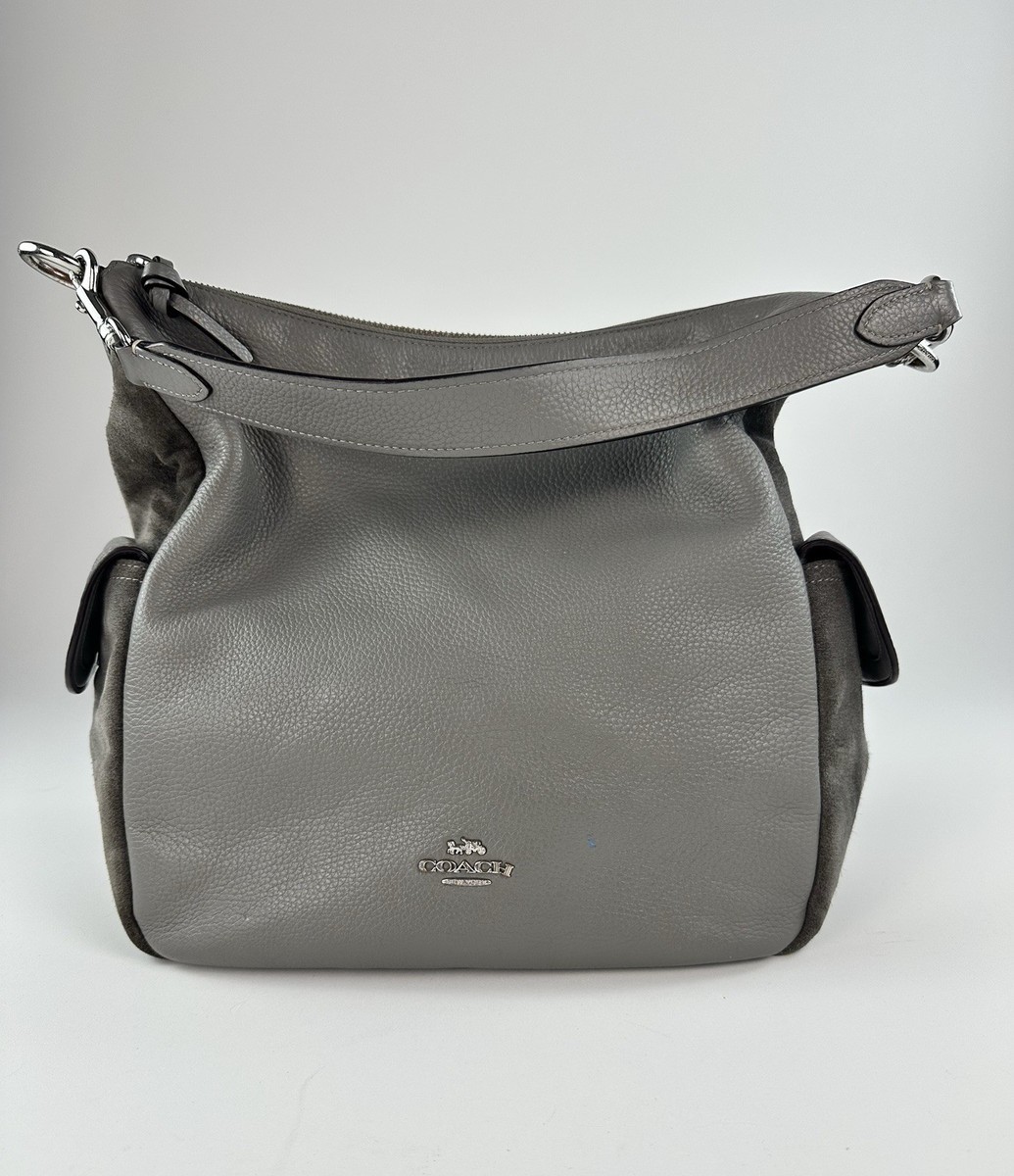 Coach Pennie Suede/Leather Gray Hobo Shoulder Bag C1522 | eBay