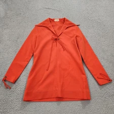 Vintage 50s 60s John Meyer Top Womens 12 Orange Butterfly Collar Disco Retro