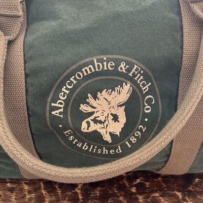 Abercrombie & Fitch Co. Canvas Duffel Travel Bag Green Moose Logo