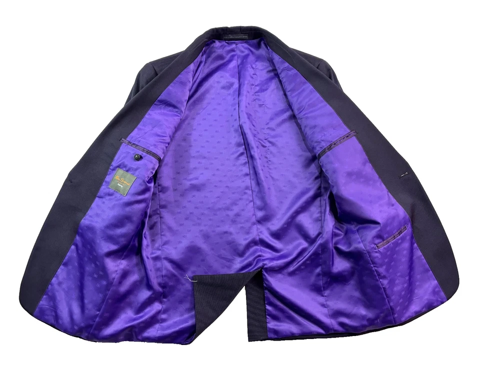 Ben Sherman 38R Púrpura Iridiscente Esmoquin Formal Chaqueta Blazer Chal Cuello Delgado Foto 4 de 4