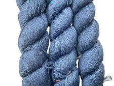 Silk 80 Linen 20 Sequin Yarn 100 G Per Hank Total 300G Soft Denim Blue