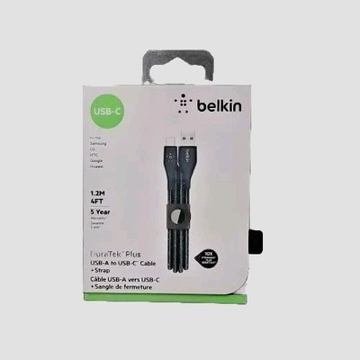 Belkin DuraTek Plus USB-A to USB-C Cable 4ft Fast Charge with Strap - New