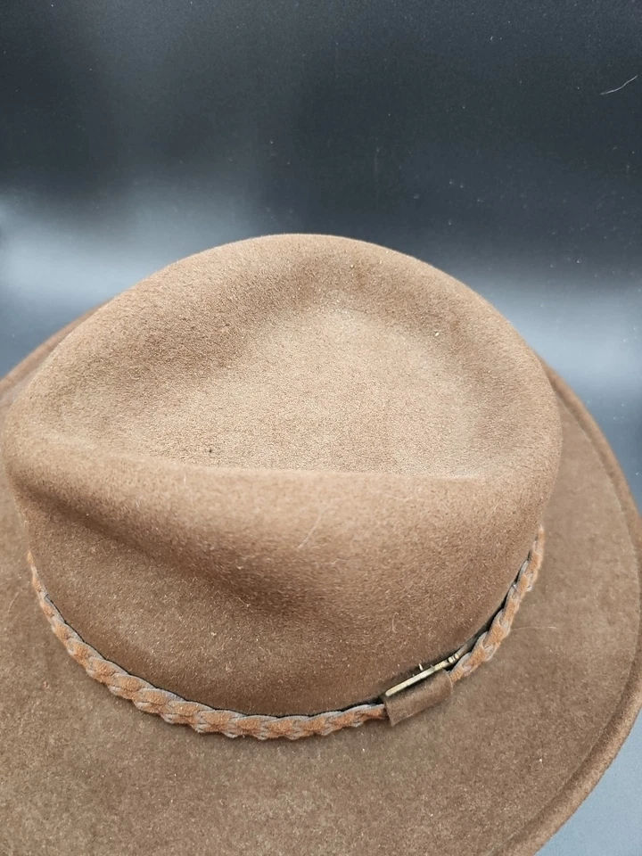 Chapéu de lã Orvis Fedora masculino pulseira de couro marrom médio - Imagem 3 de 4