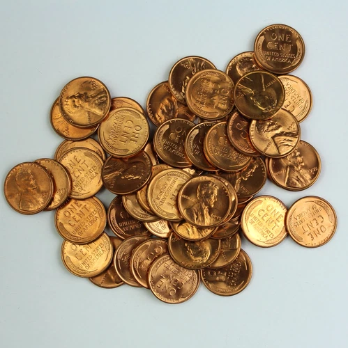 1955 S Uncirculated Wheat Cent Roll All Red RD 50 BU UNC Coins 1c Penny