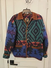 Vntg 80s Fox Run Navajo Western Print Jacket Mismatched Buttons Vntg Small