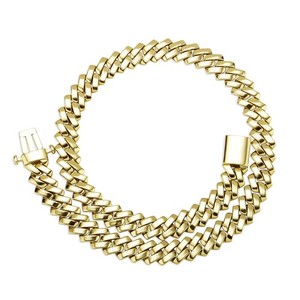 Authentic 10/18mm Smooth Polished Diamond Cut Cuban Jewelry Set For Men 14K Gold Plated