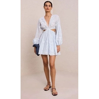 A.L.C. Irene Dress Embroidered Long Sleeve Size 8, Waist Cut-Out