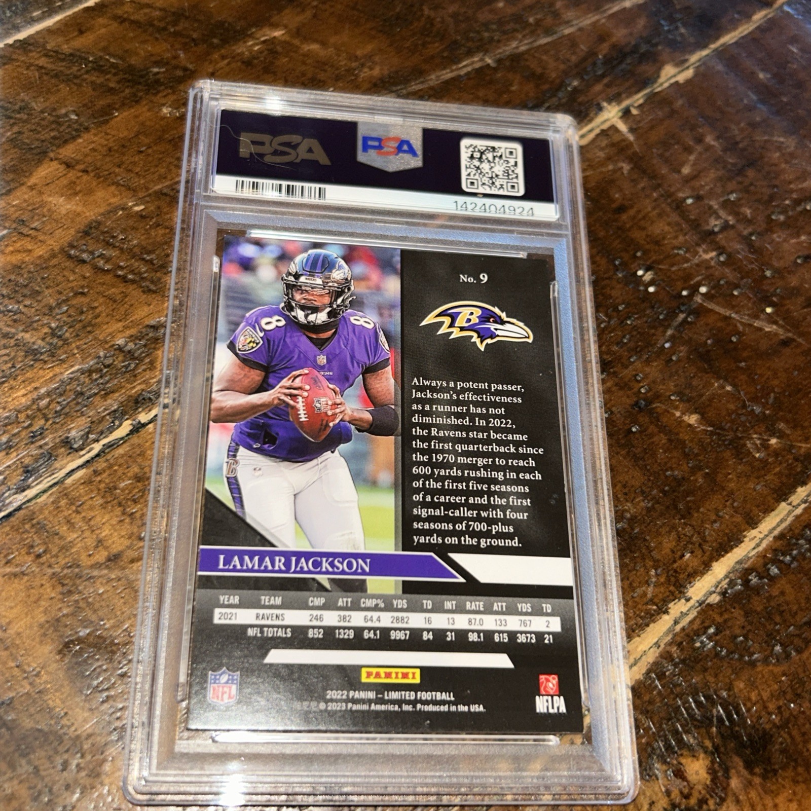 2022 Panini Limited Gold Lamar Jackson /99 Baltimore Ravens  PSA 8 2 Time MVP! view 4