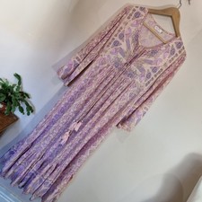 Wilde Bella XS Hippie Pink Lilac Maxi Dress Peacock Design Boho Festival 