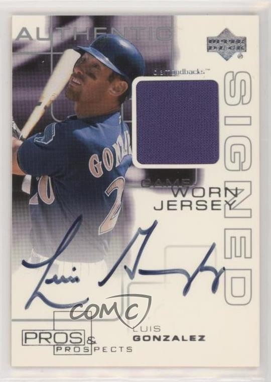 2000 Upper Deck Pros & Prospects Signed Game Worn Jersey Luis Gonzalez Auto ge2