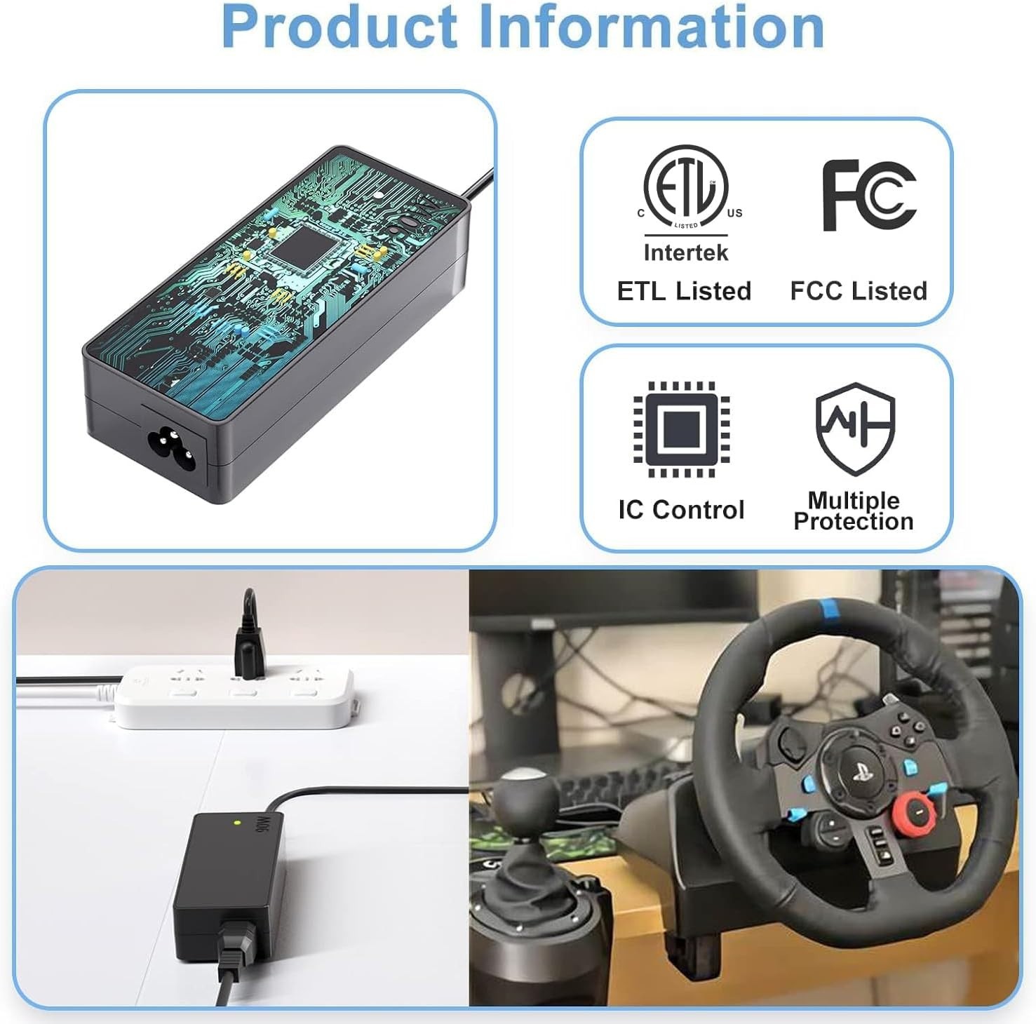 Replacement Power Adapter for Logitech Racing Wheels G25 G27 G29