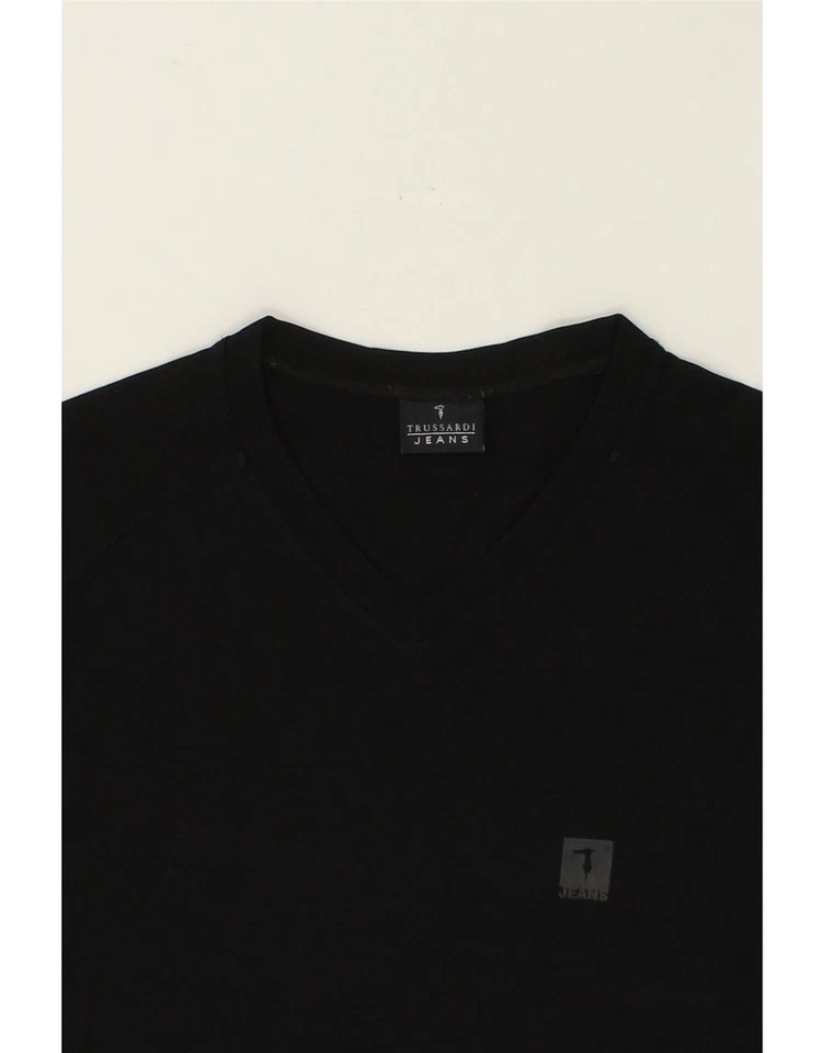 TRUSSARDI JEANS Mens T-Shirt Top Medium Black Polyamide AK08 - Image 3 of 3