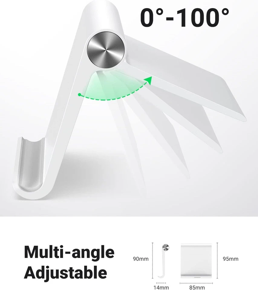 Soporte para teléfono celular UGREEN para soporte de escritorio plegable portátil blanco  Foto 3 de 4