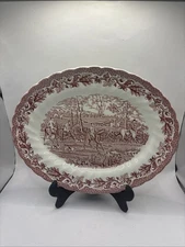 Myott COUNTRY LIFE 11 3/8” Oval Serving  Platter Staffordshire England Pink