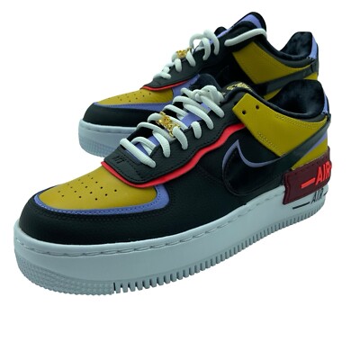 Nike Womens Air Force 1 Shadow Dark Sulfur Black Purple DO6114-700 New Size 9.5